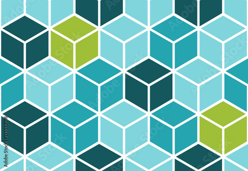 Abstract seamless cube pattern. Geometric vector background. Optical illusion.