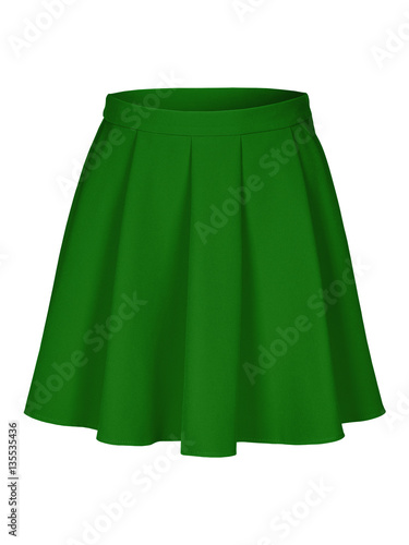 Green flounce skirt on invisible mannequin isolated on white