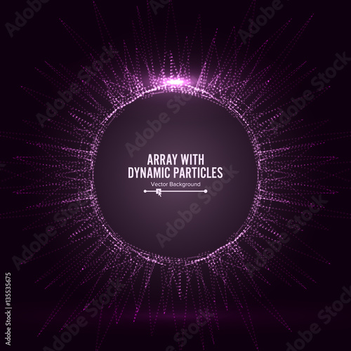 Array Vector With Dynamic Particles. Technology Motion Design. Graphic Abstract Background  Lighting Effect