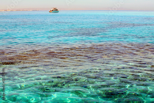 white boat off the coast of Hurghada