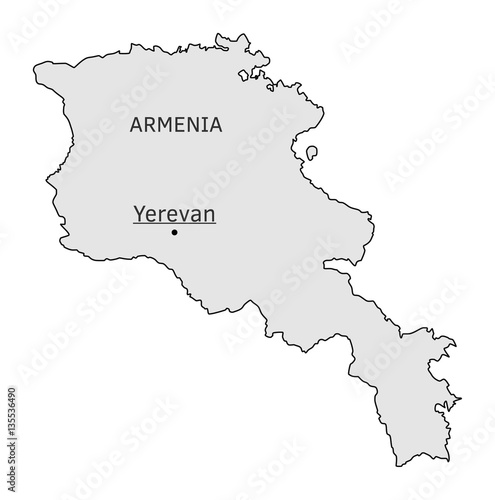Armenia silhouette map with Yerevan capital