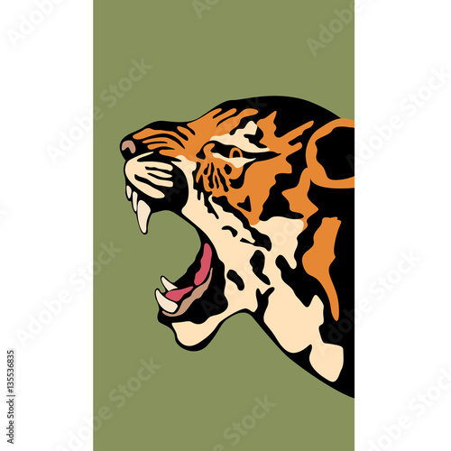 Fototapeta Naklejka Na Ścianę i Meble -  Tiger head vector illustration style face Flat