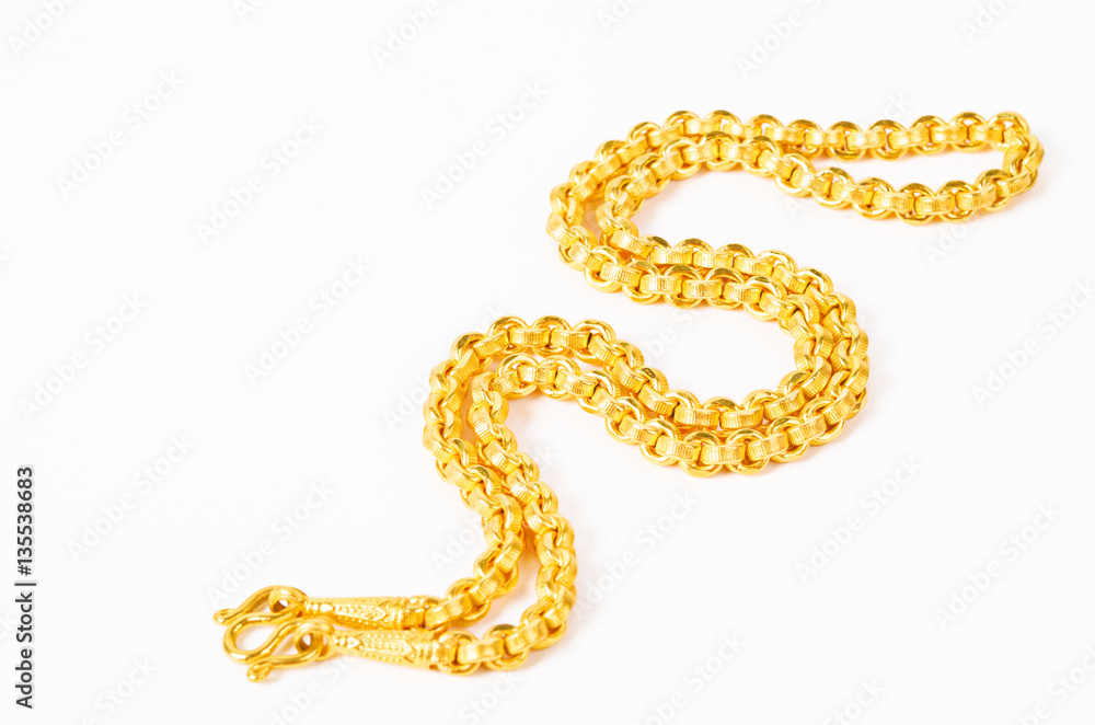 Gold necklace isolated on white. Gold necklace isolated on white.