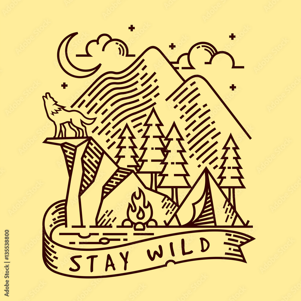 Fototapeta premium Stay Wild Vector Illustration