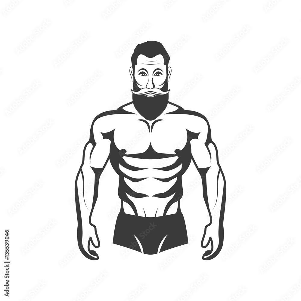Bodybuilder Fitness Model Illustration. Aesthetic body Bodybuilder Fitness Model Illustration. Aesthetic body