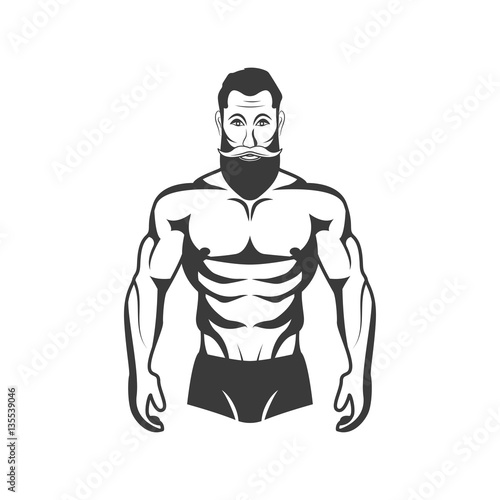 Bodybuilder Fitness Model Illustration. Aesthetic body