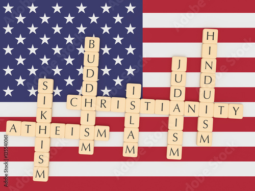 Photography Religion Diversity In The USA Concept: Letter Tiles Creating The Words Christian