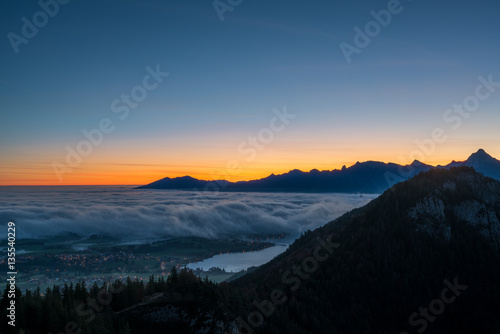 sunrise in the alps of bavaria