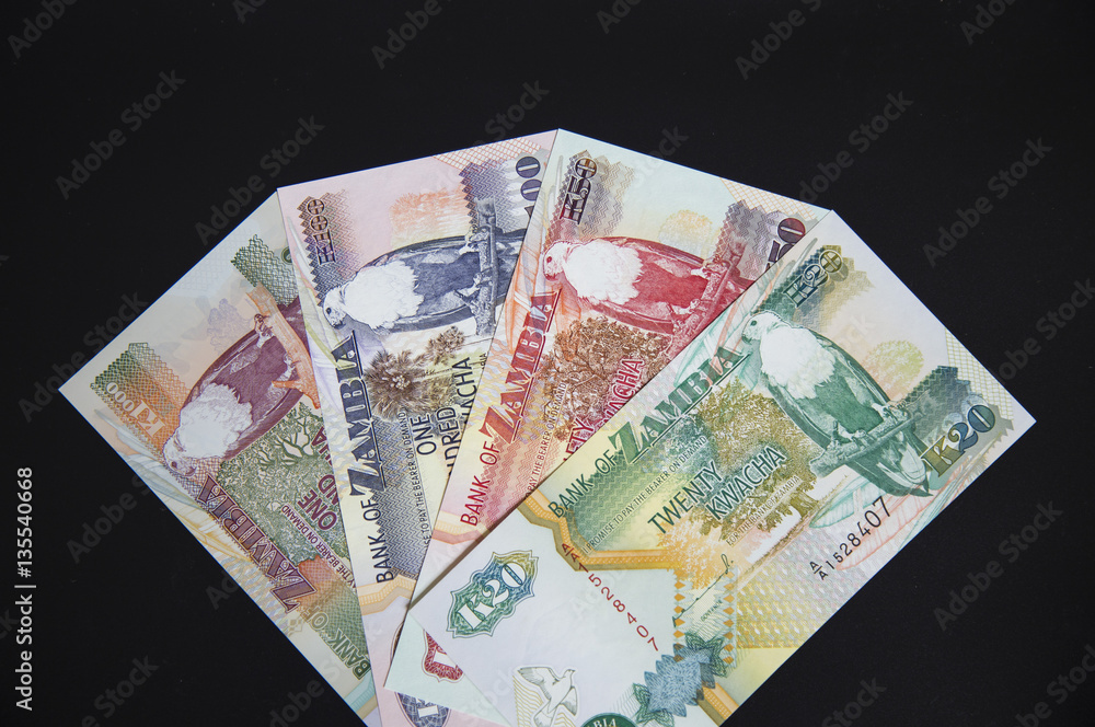 Close up of Zambian money, Zambia country, economy and finance. Concept of Africa economy and business. Close up of Zambian money, Zambia country, economy and finance. Concept of Africa economy and business.