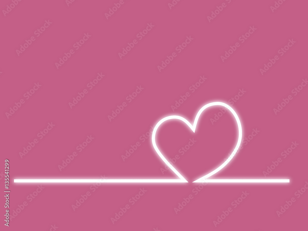 white line in heart shape with sweet pink background