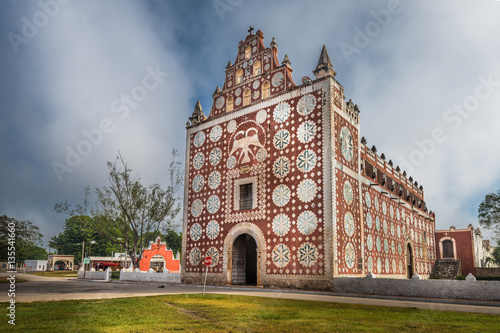 Uayma church, unique colonial architecture in Yucatan, Mexico photo