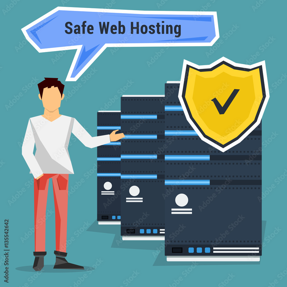 Man points to safe web hosting