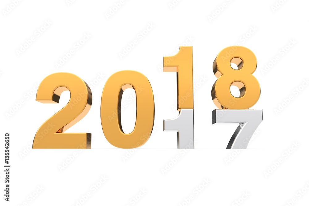 3D Text 2017 2018 Silber Gold - Jahreswechsel 3D Text 2017 2018 Silber Gold - Jahreswechsel