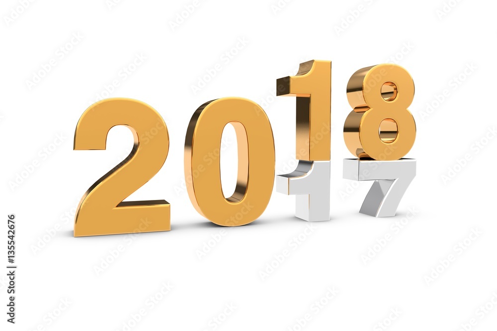 3D Text 2017 2018 Silber Gold - Jahreswechsel 3D Text 2017 2018 Silber Gold - Jahreswechsel