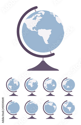 World Globe on stand and set spin in different sides