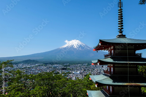 Fuji Mountain and Chureito Pagoda  Japan