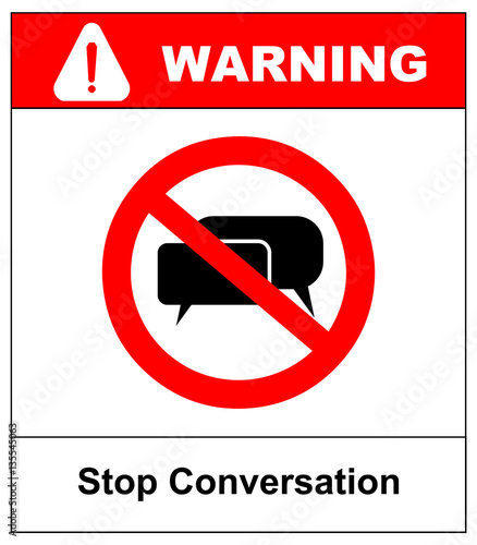 No, stop sign, forbidden. Head talking. Silhouette of a head with sound waves. Ban the Dissemination of information, gossip. Censorship.
