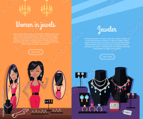 Women in Jewels and Jeweler Banner. Jewelry