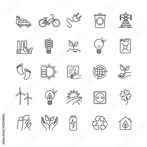Thin line icons - ecology, green technology, organic