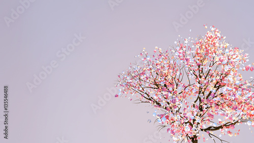 3d rendering picture of pink an white plum blossom. Copy space for your logo  greetings or messages.