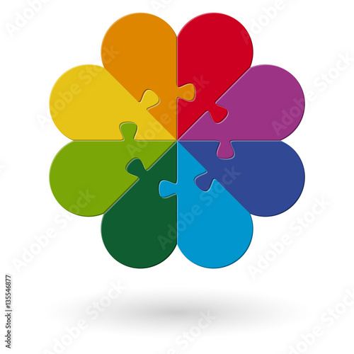 round flower puzzle colored