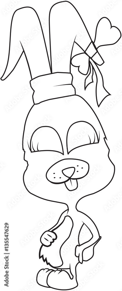 Cute rabbit girl being pregnant outline Cute rabbit girl being pregnant outline