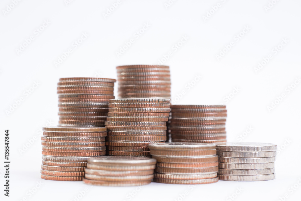 Coin stack on white background Coin stack on white background