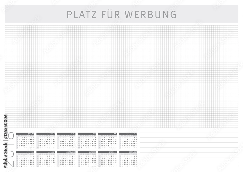Schreibtischunterlage mit Kalender 2018 A2 Stock Vector | Adobe Stock