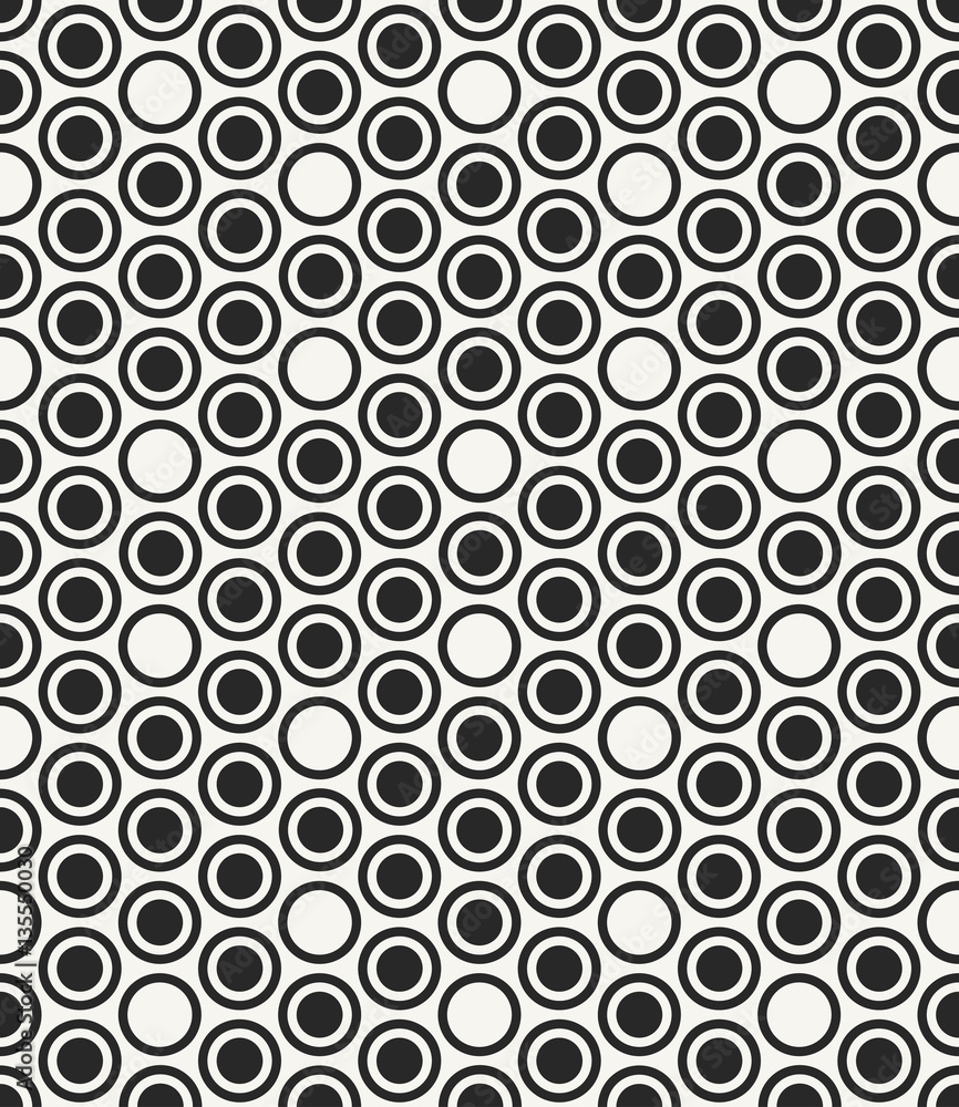 Vector seamless pattern. Modern stylish monochrome geometric background with structure of repeating circles.