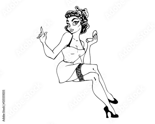 Pin Up girl make up outlines