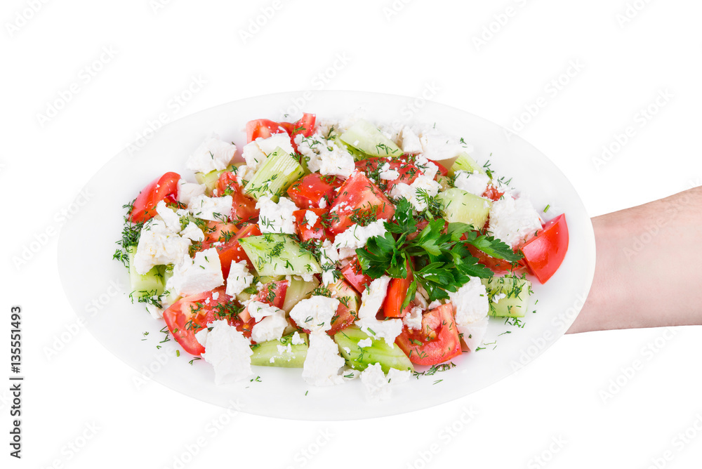 isolated salad with feta cheese isolated salad with feta cheese