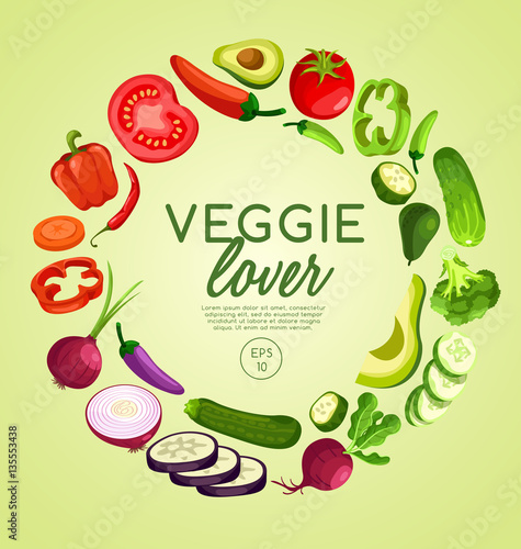 Vegetable Elements   Veggie Lover   Vector Illustration