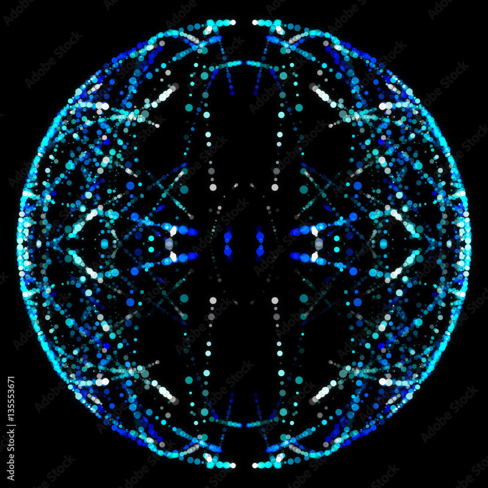 abstract shape and black background, blue sphere Stock Illustration