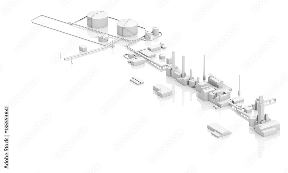 Modern industrial facility with tanks