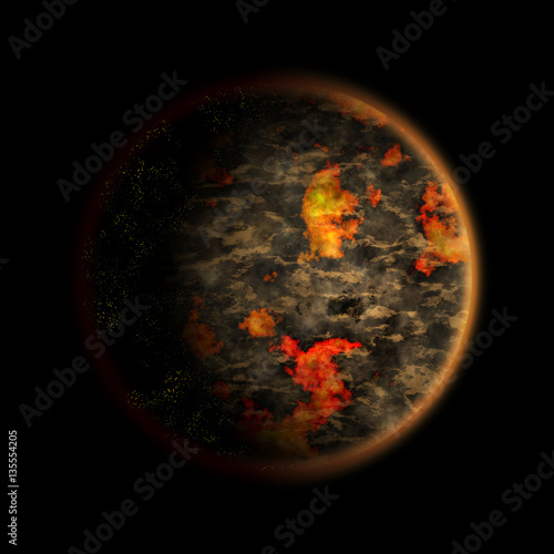 Fototapeta Naklejka Na Ścianę i Meble -  Vulcanic planet. Digital artwork creative graphic design.