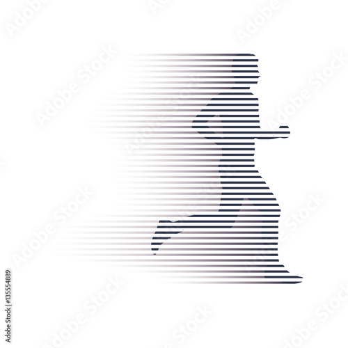 Vector runner and marathon line silhouette symbol
