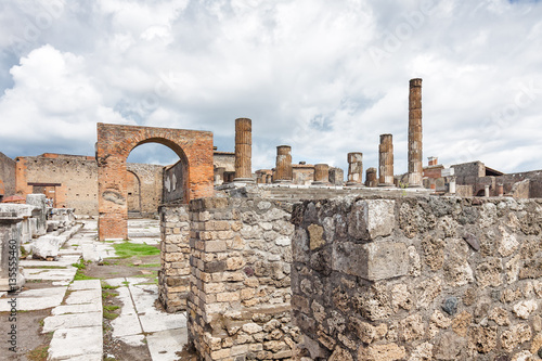 Cloudy view of Pompeii, which was destroyed in 79BC by the eruption of volcano Vesuvius, Campania region, Italy. photo