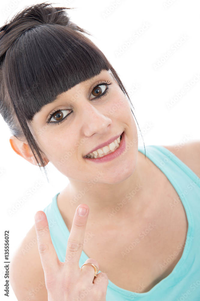 Portrait of a beautiful young brunette, on white Portrait of a beautiful young brunette, on white