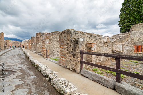 Cloudy view of Pompeii, which was destroyed in 79BC by the eruption of volcano Vesuvius, Campania region, Italy. photo