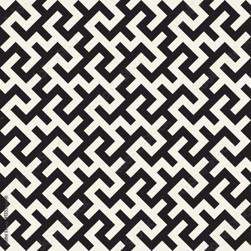 Maze Tangled Lines Contemporary Graphic. Vector Seamless Black and White Pattern.