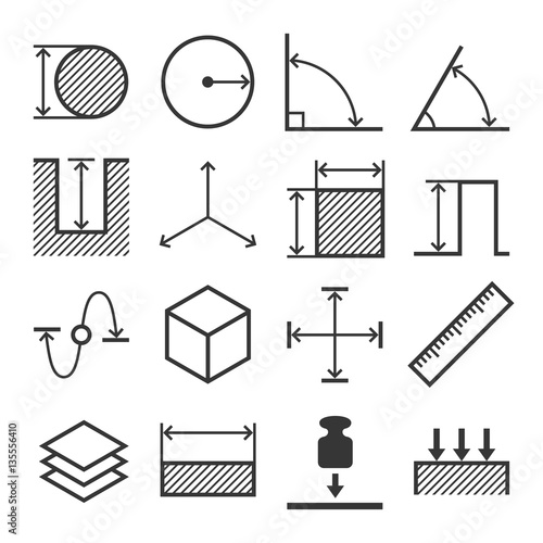 Measure Related Icons Set. Vector