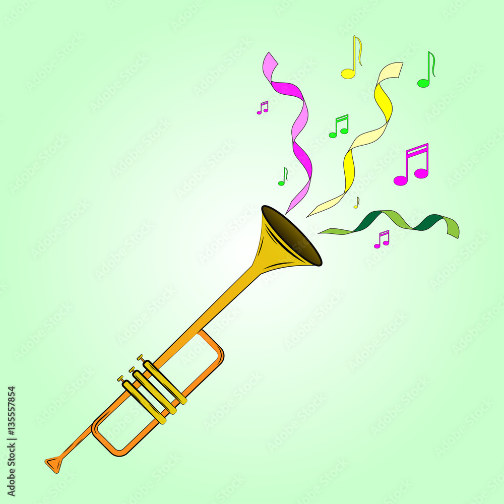 Ταπετσαρία Vector color illustrations cartoon trumpet playing at the masquerade