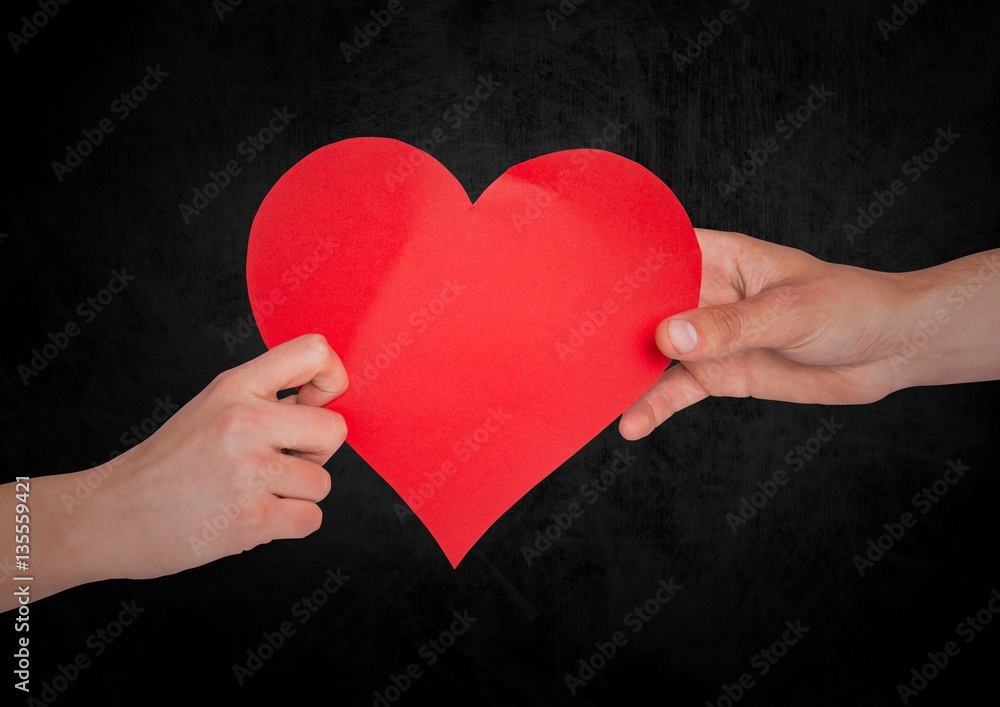 Couple with heart and black background Couple with heart and black background