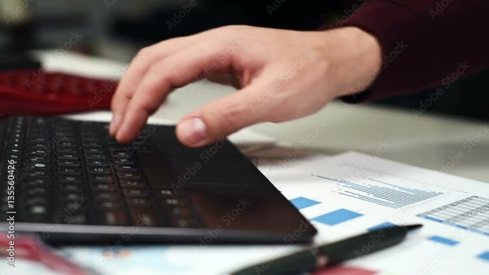 Accountant Monitoring Stock Statistics And Financial Report on Laptop Accountant Monitoring Stock Statistics And Financial Report on Laptop