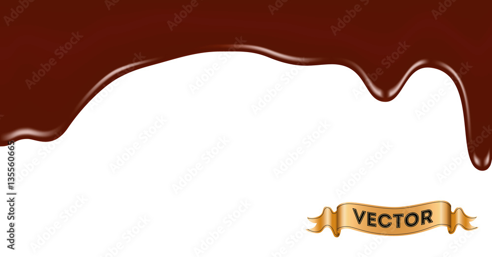 Obraz premium Melted chocolate dripping on white background