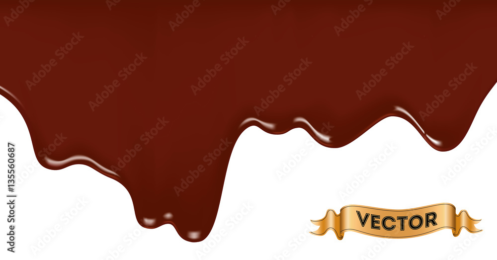Obraz premium Melted chocolate dripping on white background