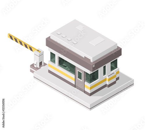 Vector illustration of an Isometric Security Kiosk.

Security protection checkpoint icon. 