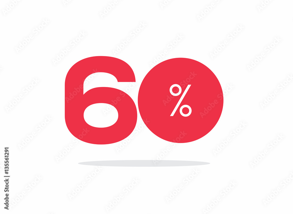 Vector red 60% text on air with shadow. Vector red 60% text on air with shadow.