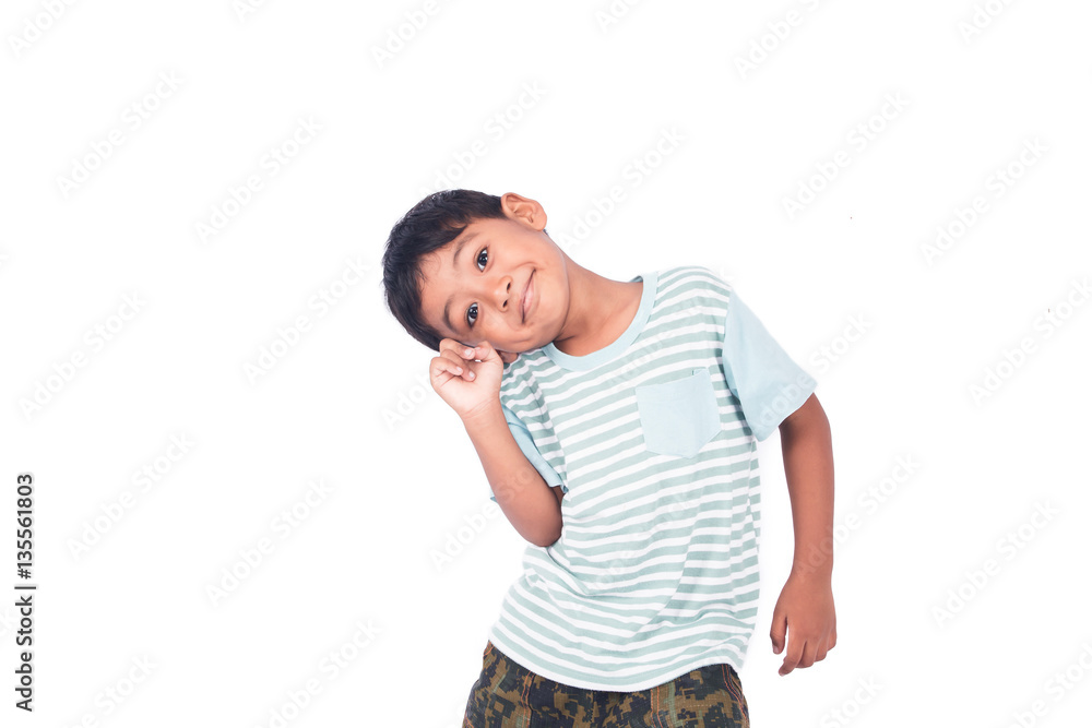 Cute asian little boy smile and thinking Cute asian little boy smile and thinking