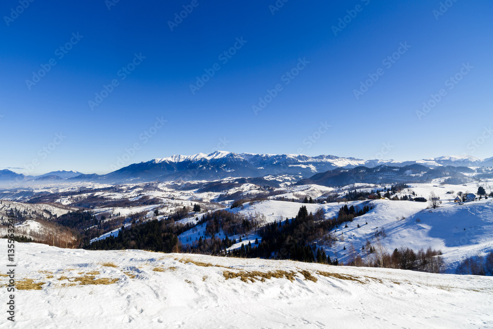 beautiful winter landscape with Bucegi